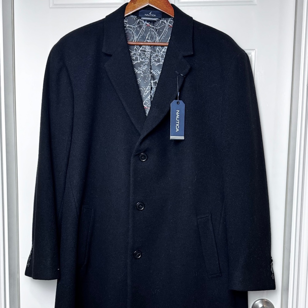 NWT Men's Nautica Barge Classic Fit Wool Cashmere Overcoat R48